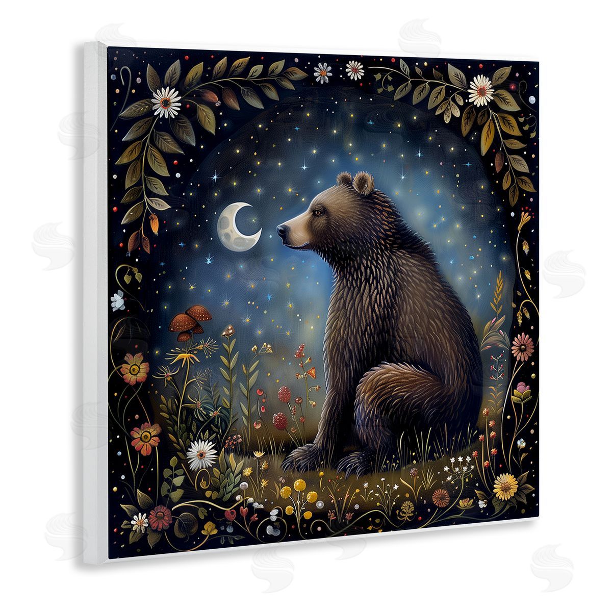 The Dutch Lady Woodland Bear Night Forest Wooden Wall Plaque Art Print