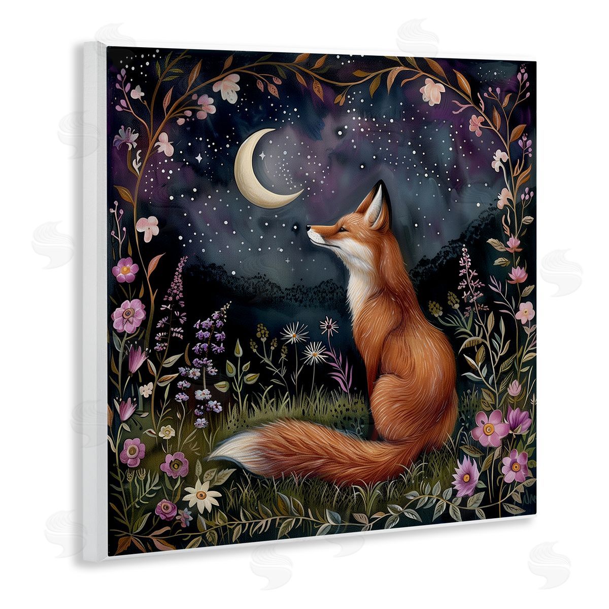 The Dutch Lady Woodland Fox Night Forest Wooden Wall Plaque Art Print