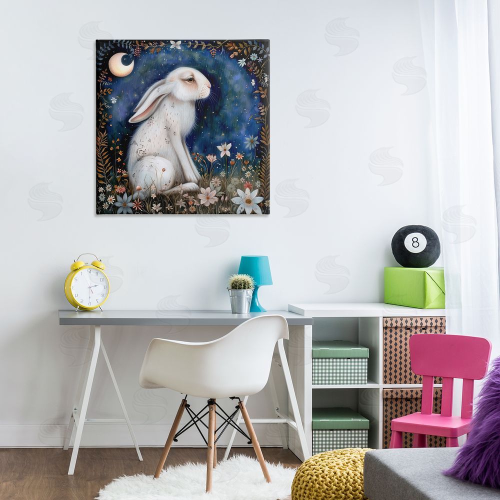 The Dutch Lady White Rabbit Forest Scene Canvas Wall Art Print in Room