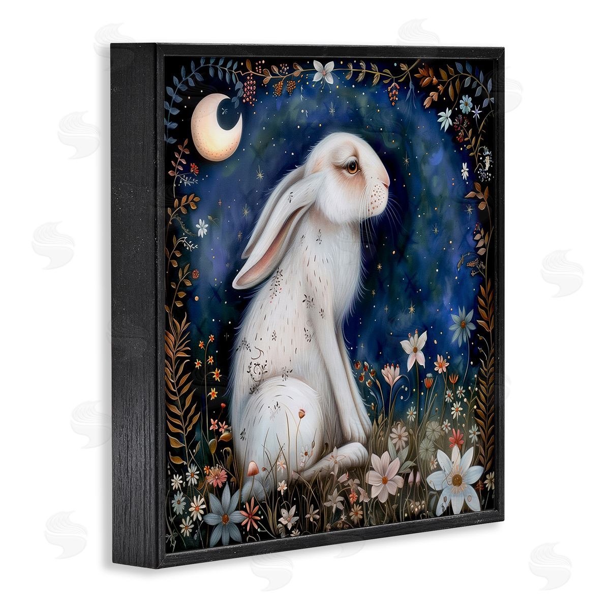 The Dutch Lady White Rabbit Forest Scene Black Framed Giclee Wall Art Print