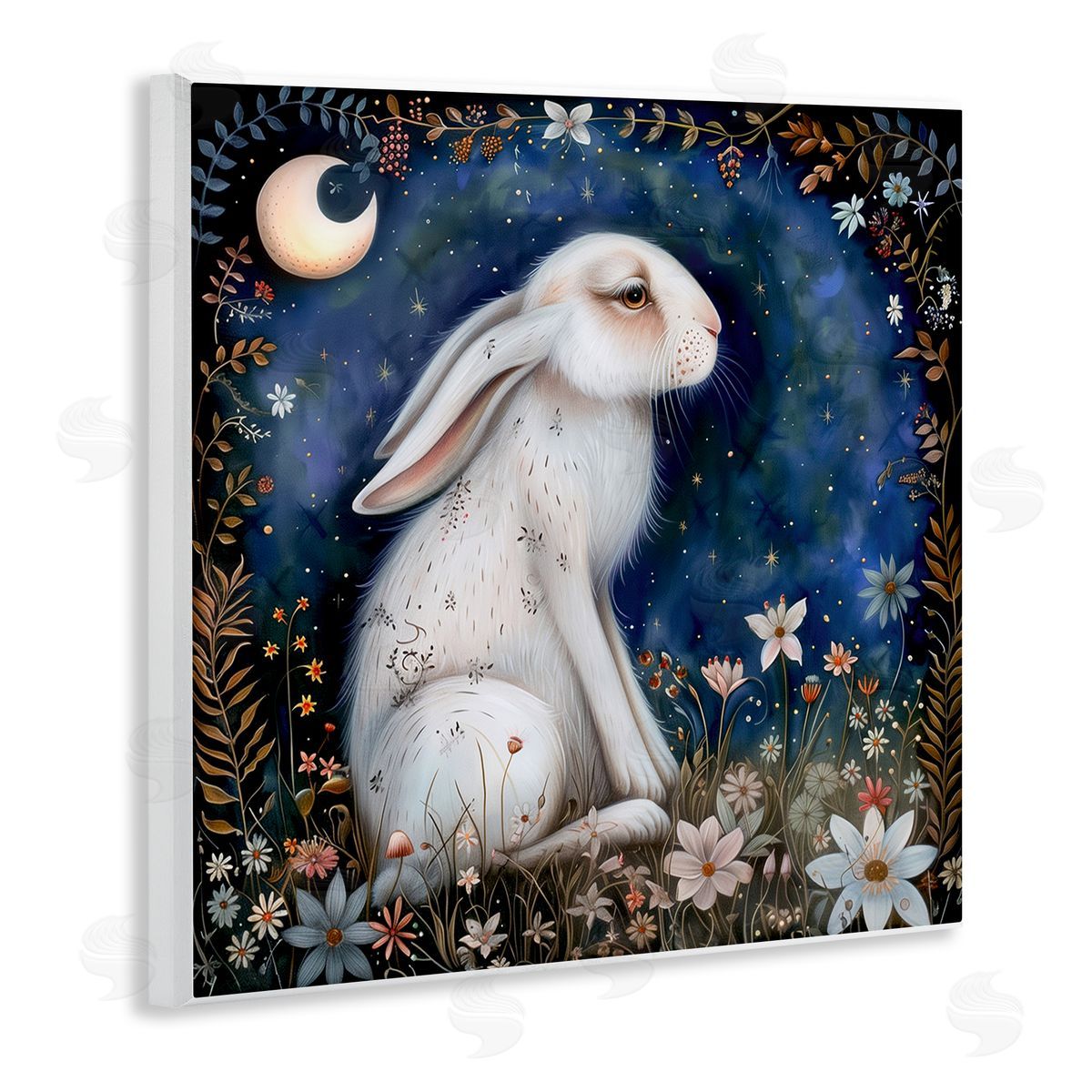 The Dutch Lady White Rabbit Forest Scene Wooden Wall Plaque Art Print