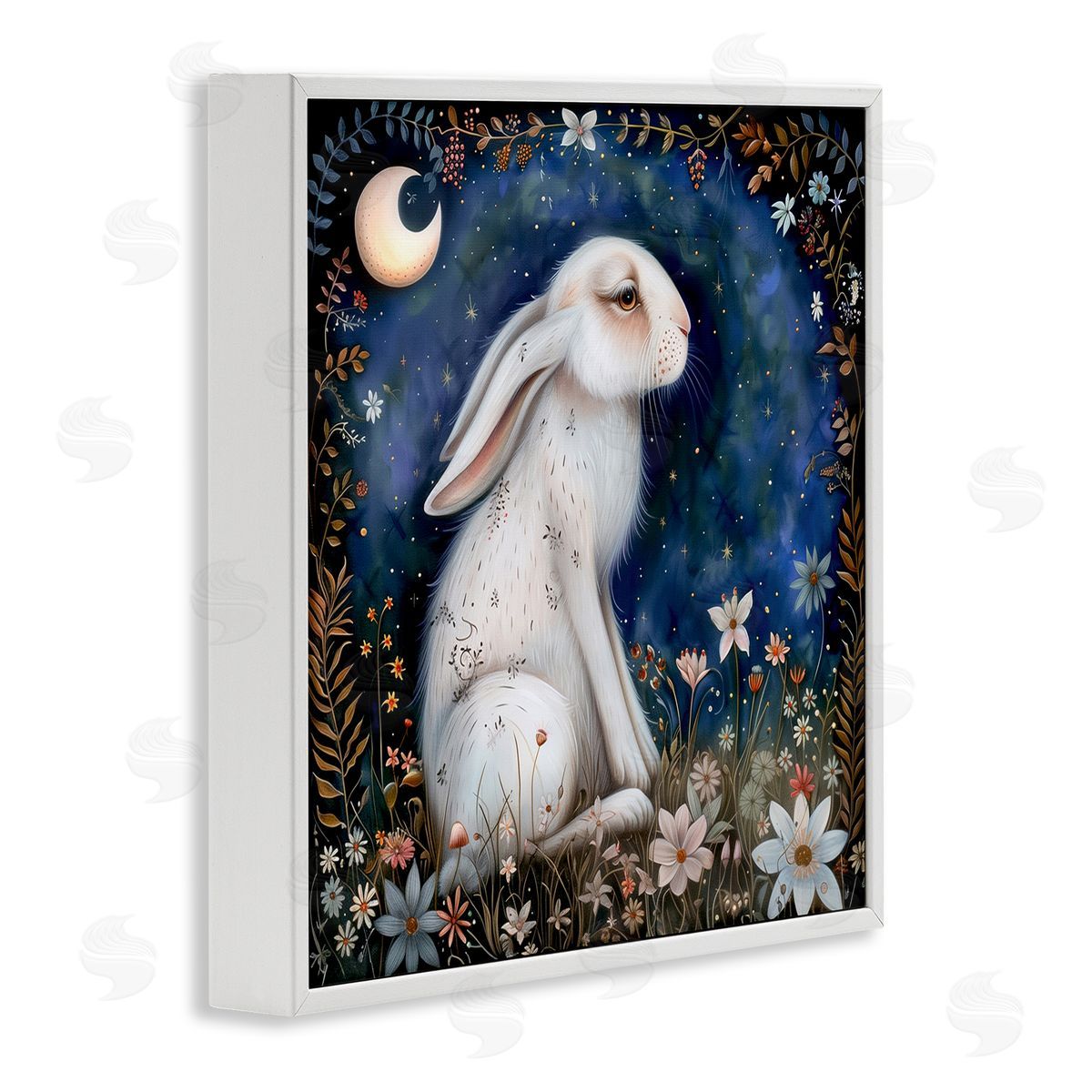 The Dutch Lady White Rabbit Forest Scene White Framed Giclee Wall Art Print