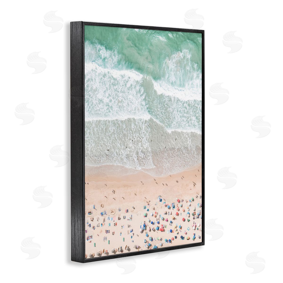 Sisi and Seb Aerial Beachgoers View Black Framed Giclee Wall Art Print