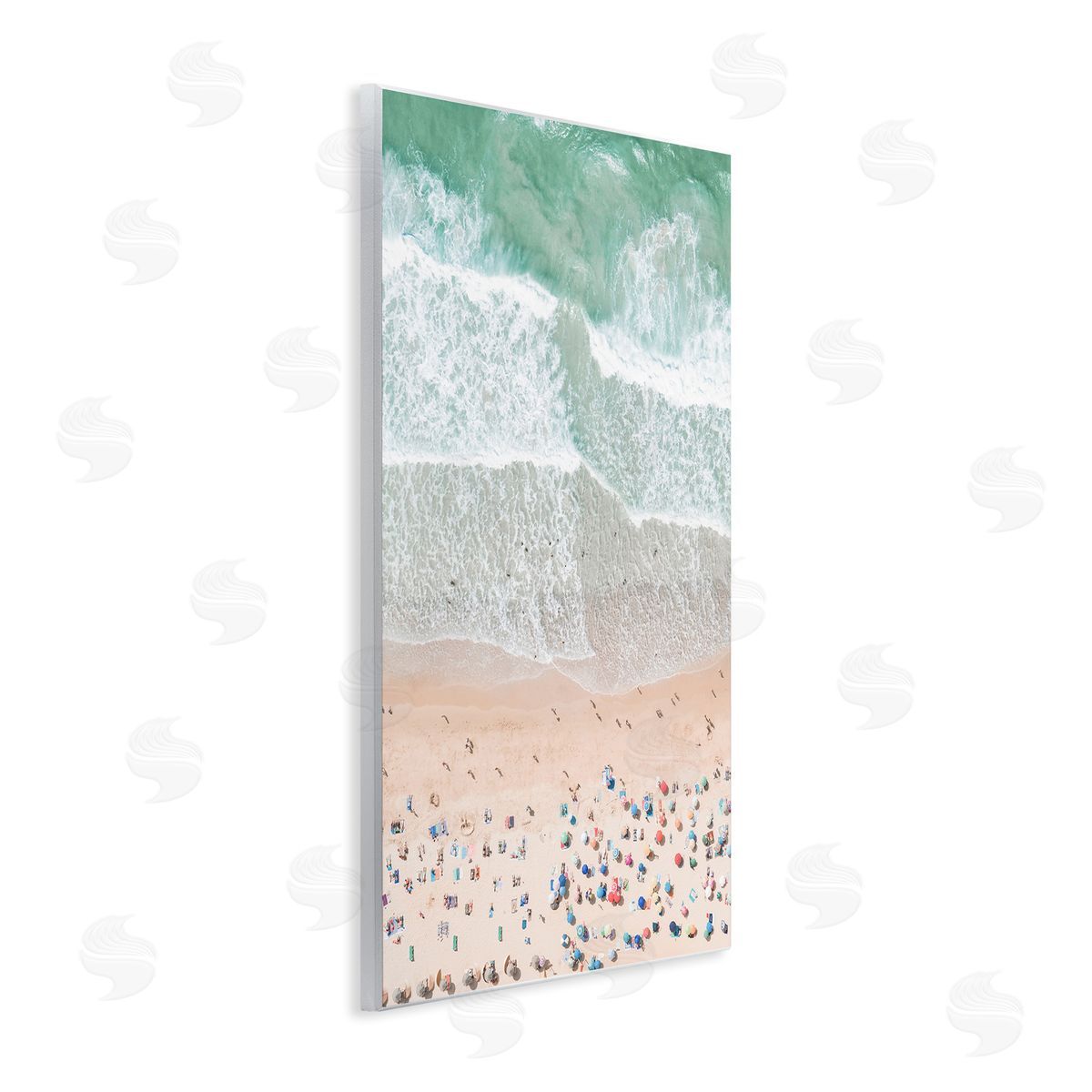Sisi and Seb Aerial Beachgoers View Wooden Wall Plaque Art Print