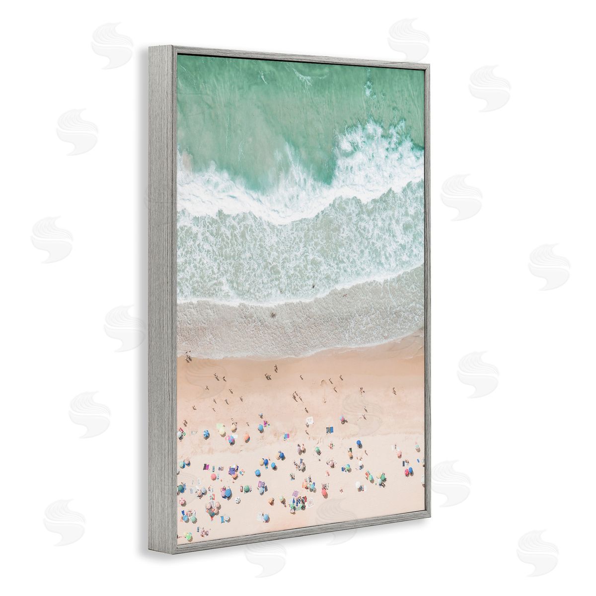 Sisi and Seb Aerial Summer Beach Gray Framed Giclee Wall Art Print