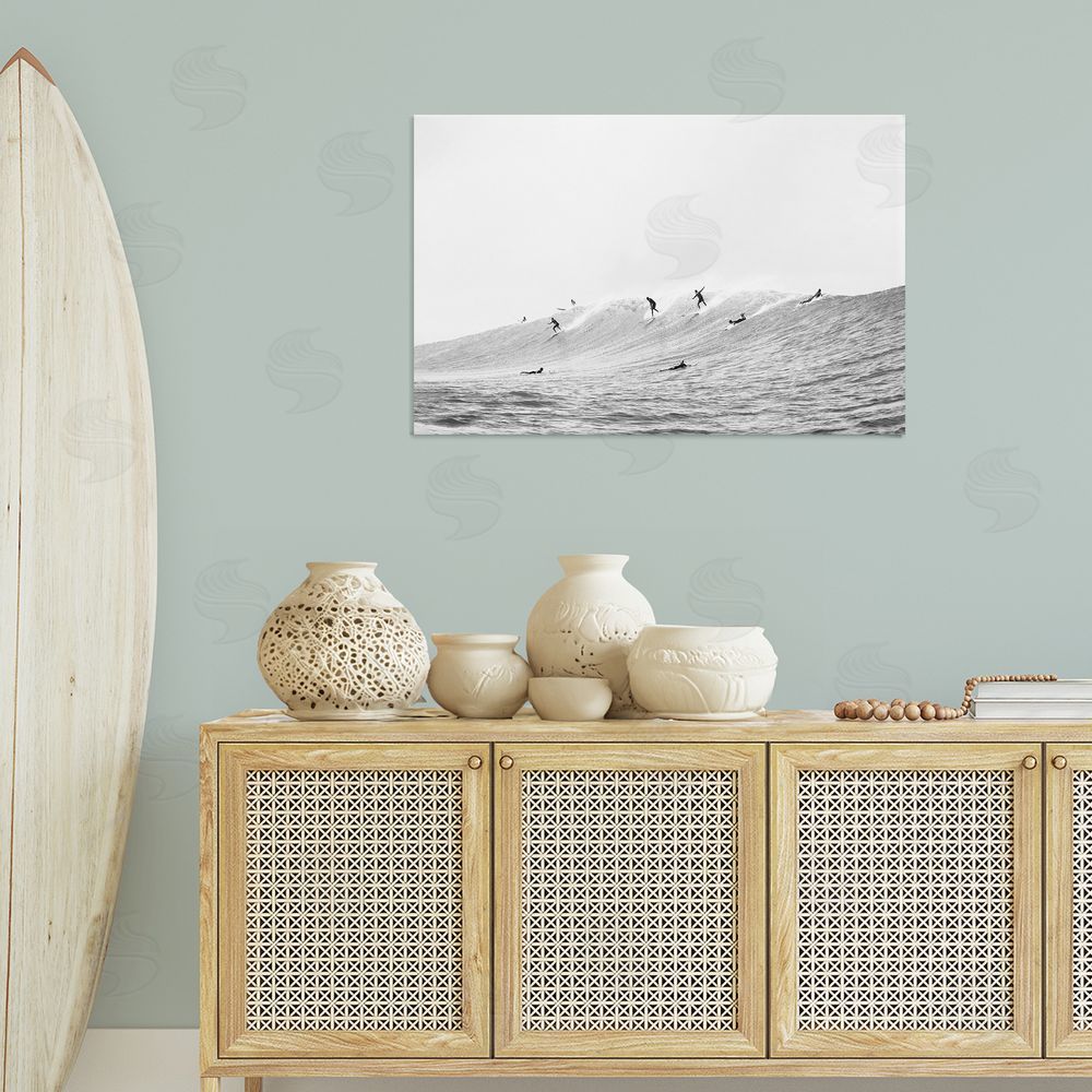 Sisi and Seb Summer Wave Surfers Canvas Wall Art Print in Room