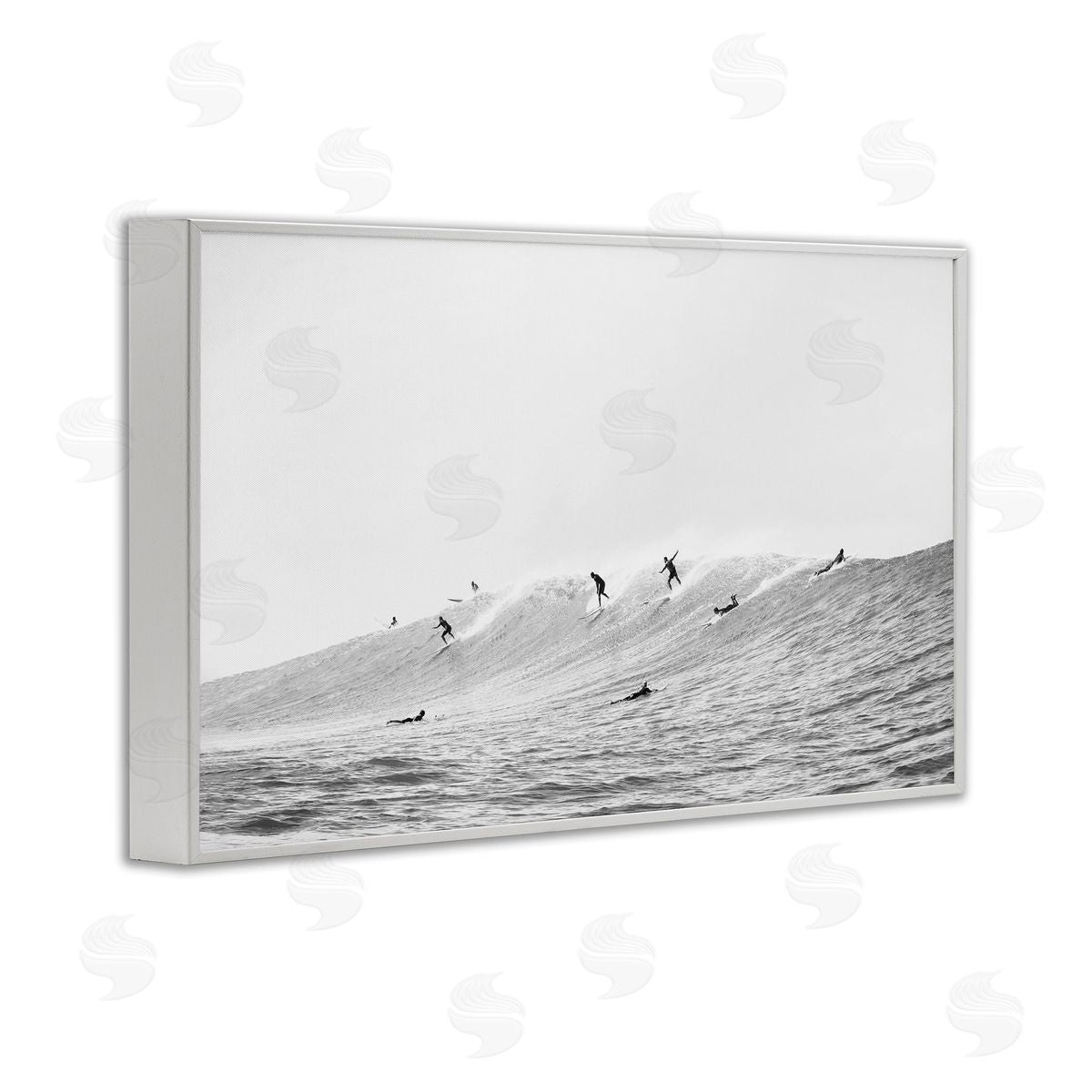 Sisi and Seb Summer Wave Surfers White Framed Giclee Wall Art Print