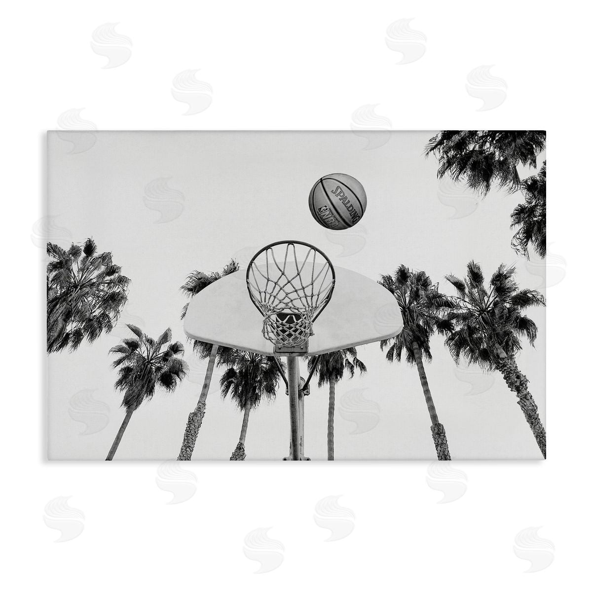 Sisi and Seb Basketball Hoop with Palms Canvas Wall Art Print