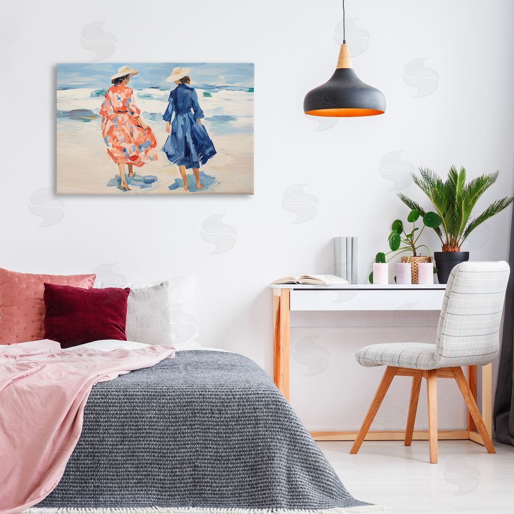 Sisi and Seb Classy Beach Ladies Canvas Wall Art Print in Room