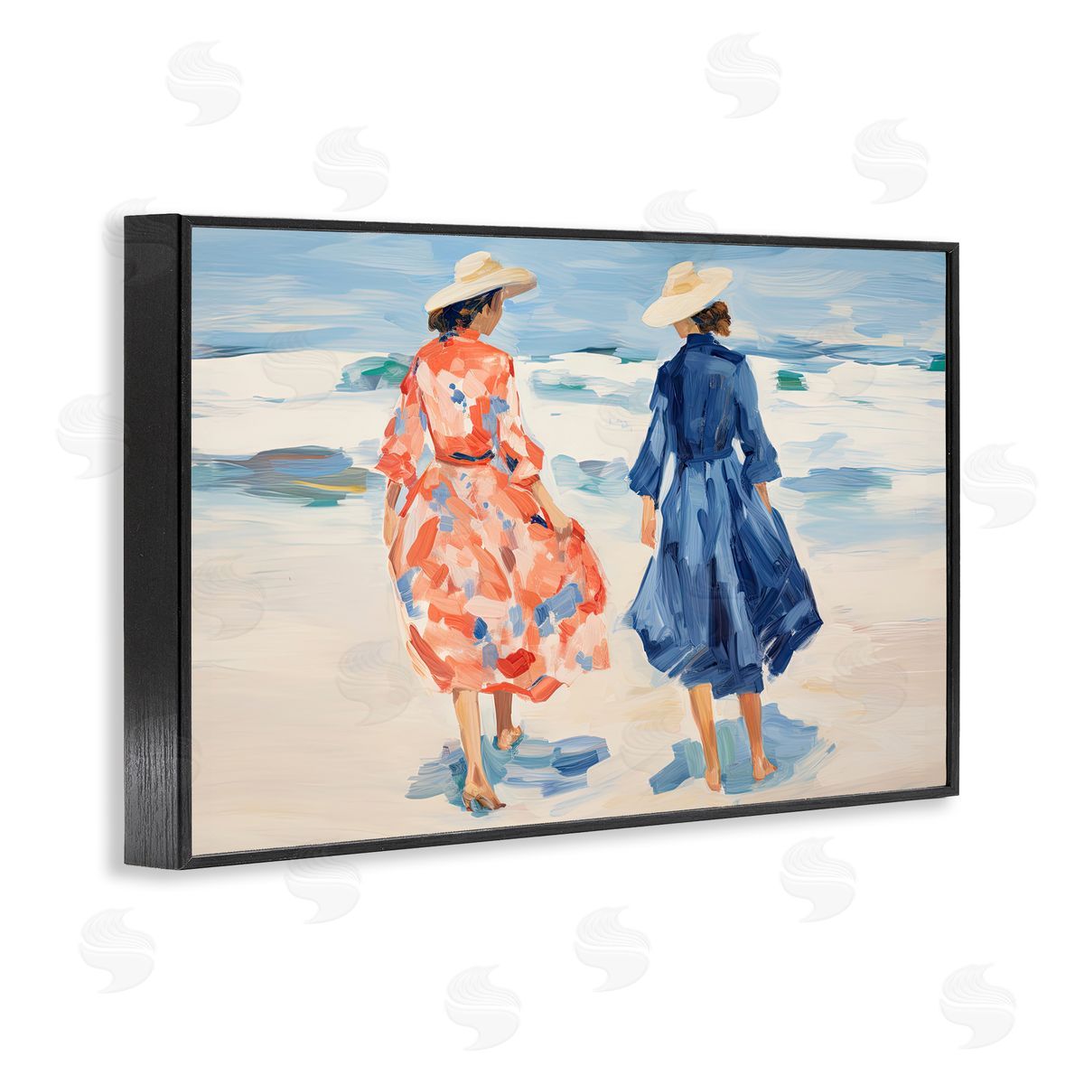 Sisi and Seb Classy Beach Ladies Black Framed Giclee Wall Art Print