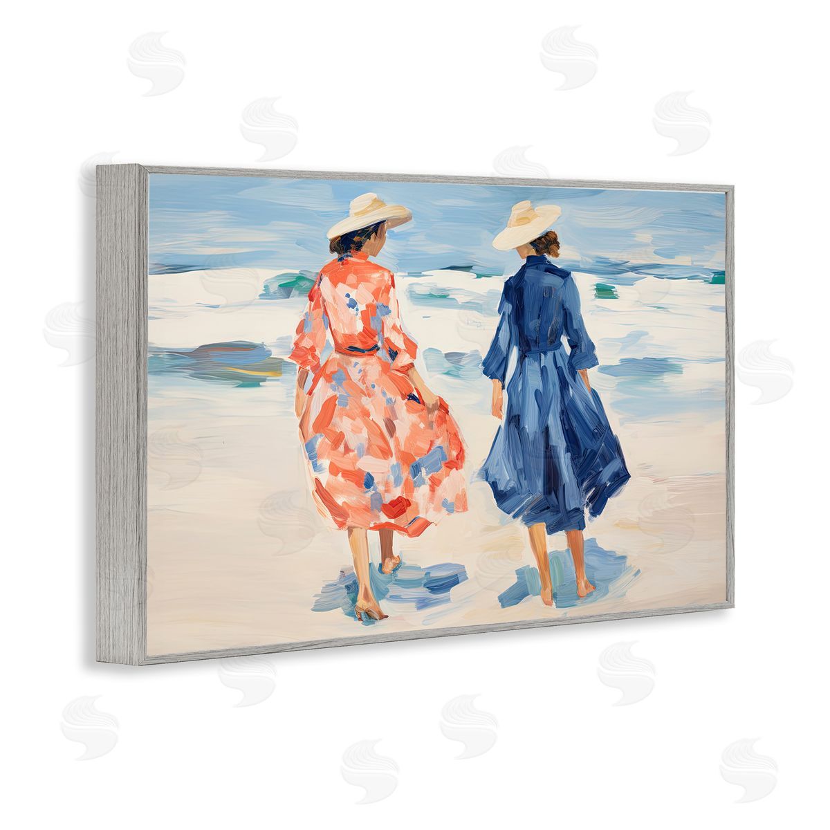 Sisi and Seb Classy Beach Ladies Gray Framed Giclee Wall Art Print