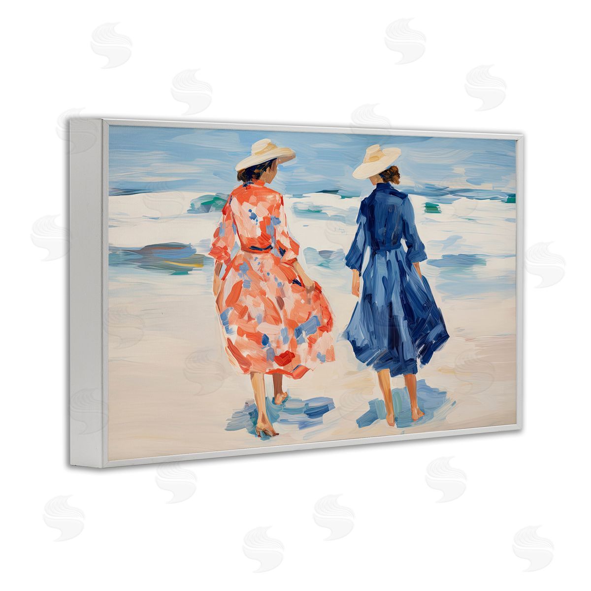 Sisi and Seb Classy Beach Ladies White Framed Giclee Wall Art Print