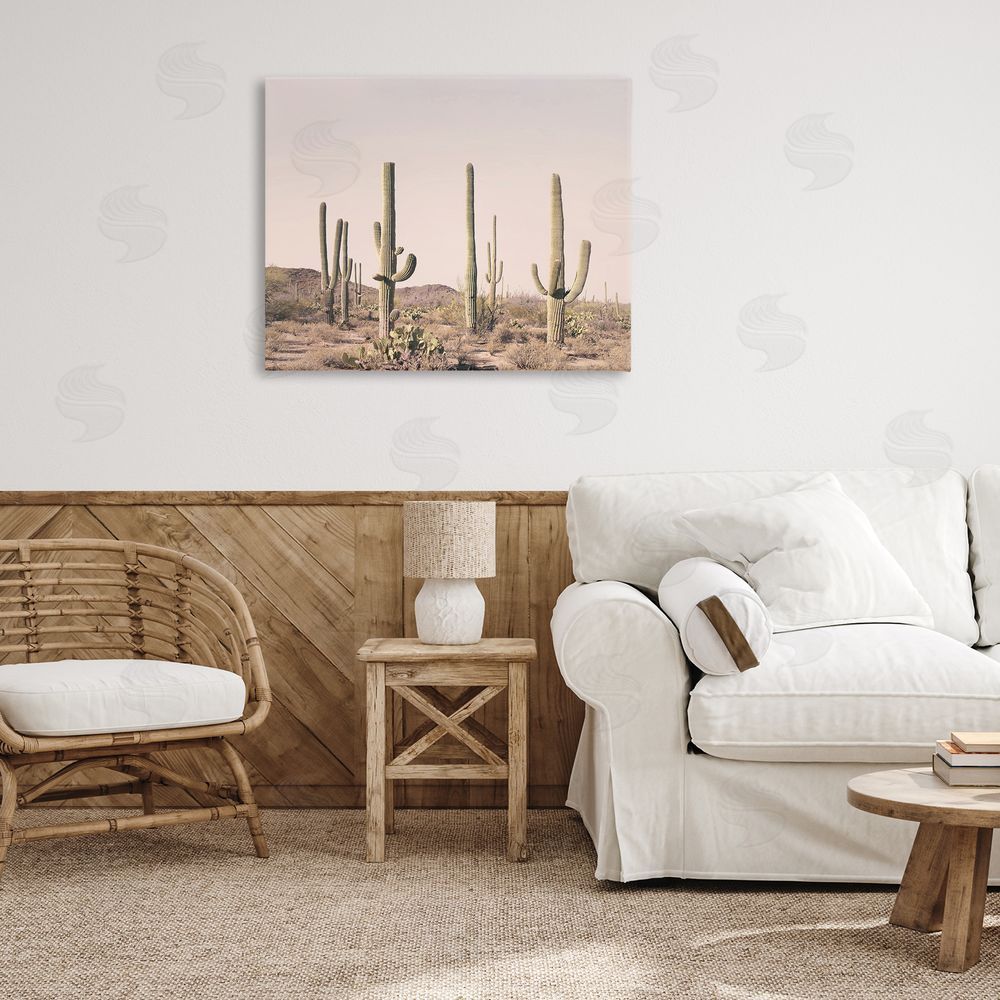 Sisi and Seb Blush Cactus Field Canvas Wall Art Print in Room