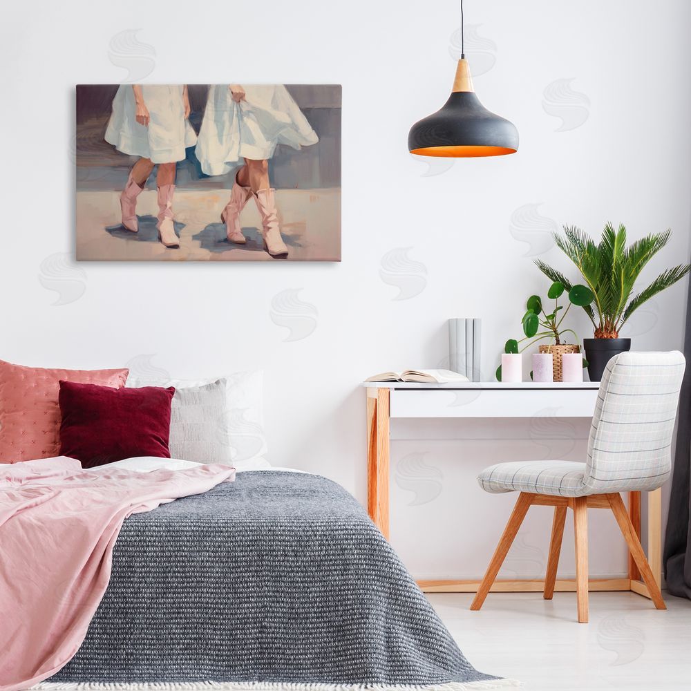 Sisi and Seb Friends with Cowgirl Boots Canvas Wall Art Print in Room