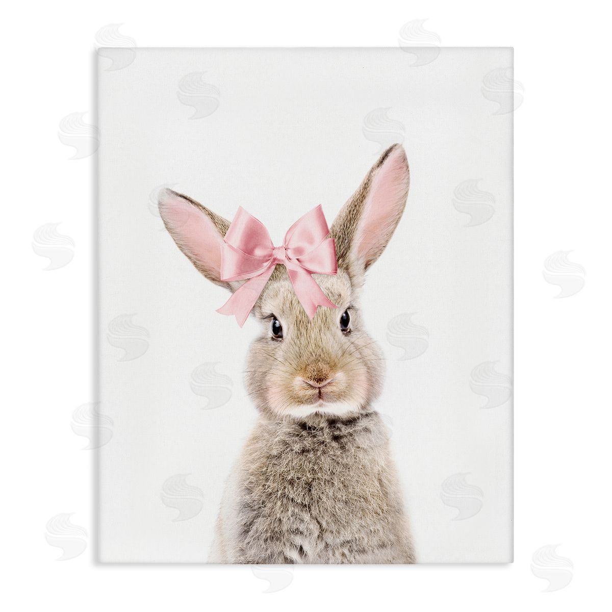 Sisi and Seb Bunny with Pink Bow Canvas Wall Art Print