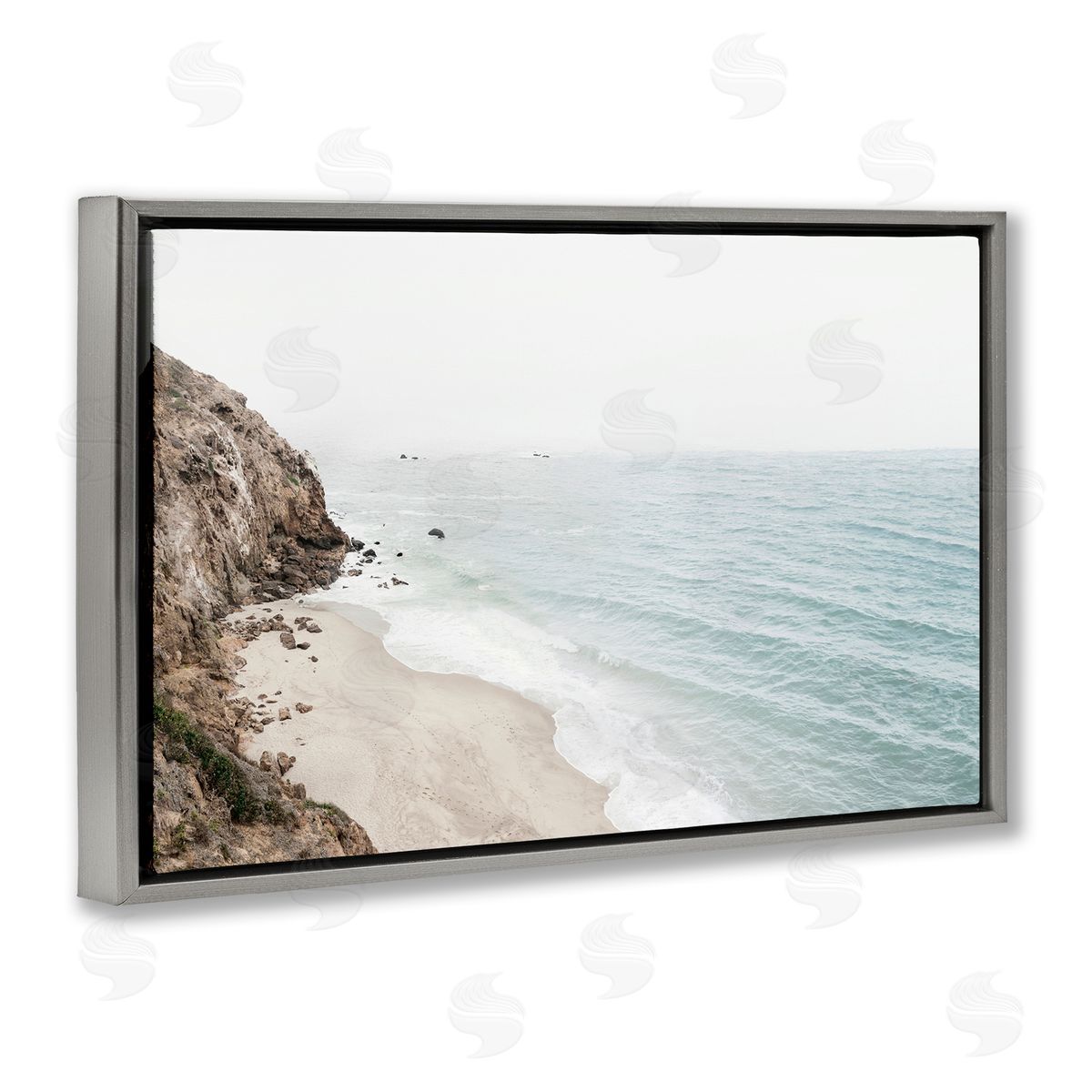 Sisi and Seb California Coast Cliffs Gray Floating Frame Canvas Wall Art Print