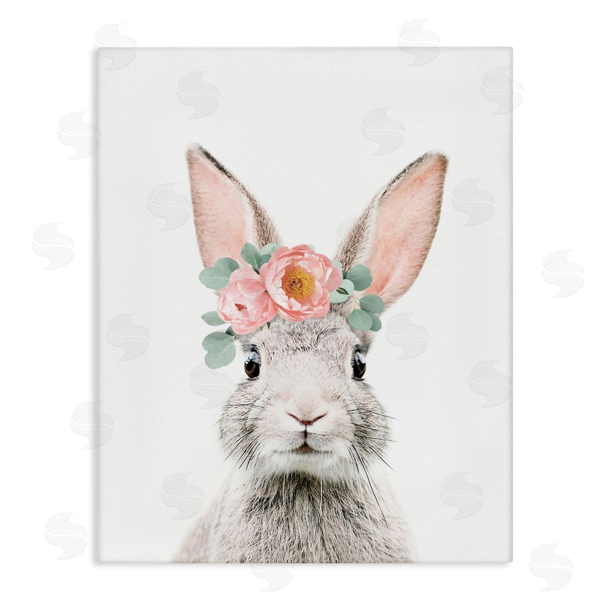 Sisi and Seb Pink Flower Bunny Canvas Wall Art Print