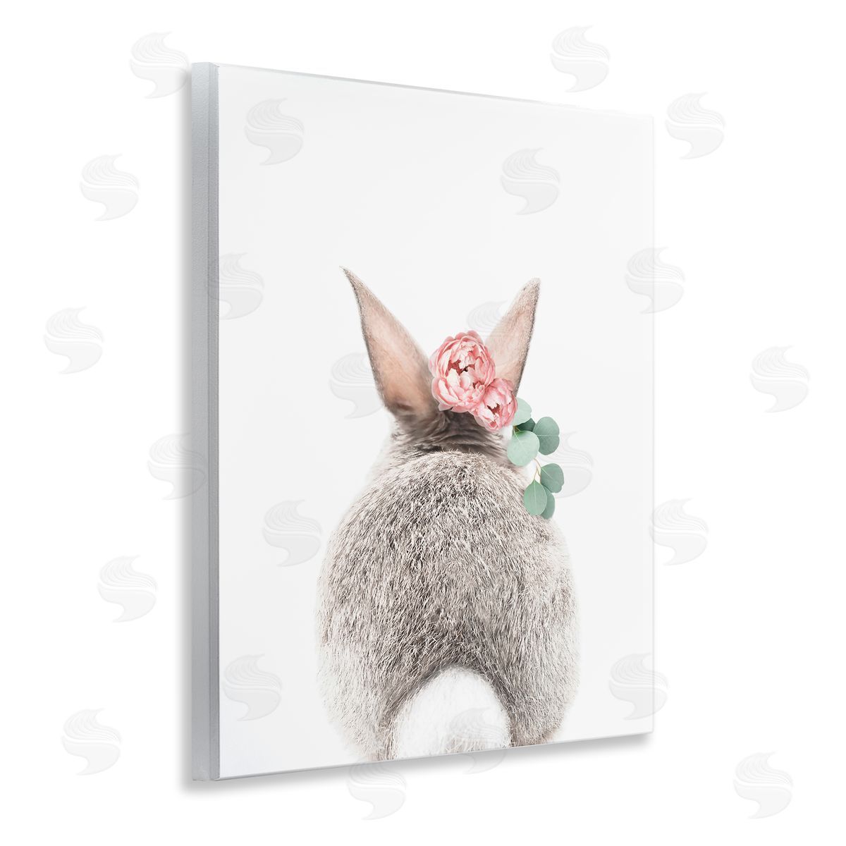Sisi and Seb Floral Bunny Tail Side Wooden Wall Plaque Art Print