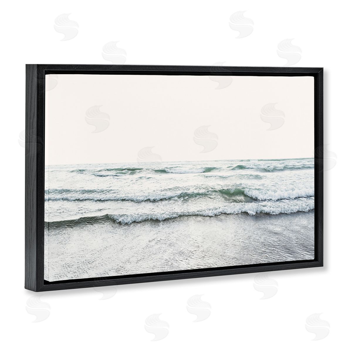 Sisi and Seb Rolling Tide Waves Black Floating Frame Canvas Wall Art Print