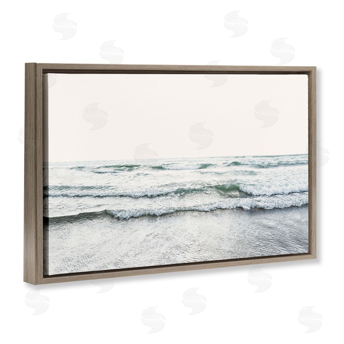 Sisi and Seb Rolling Tide Waves Brown Floating Frame Canvas Wall Art Print