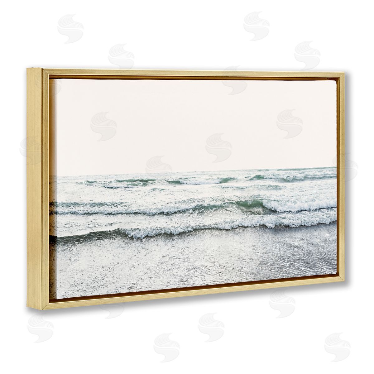 Sisi and Seb Rolling Tide Waves Gold Floating Frame Canvas Wall Art Print