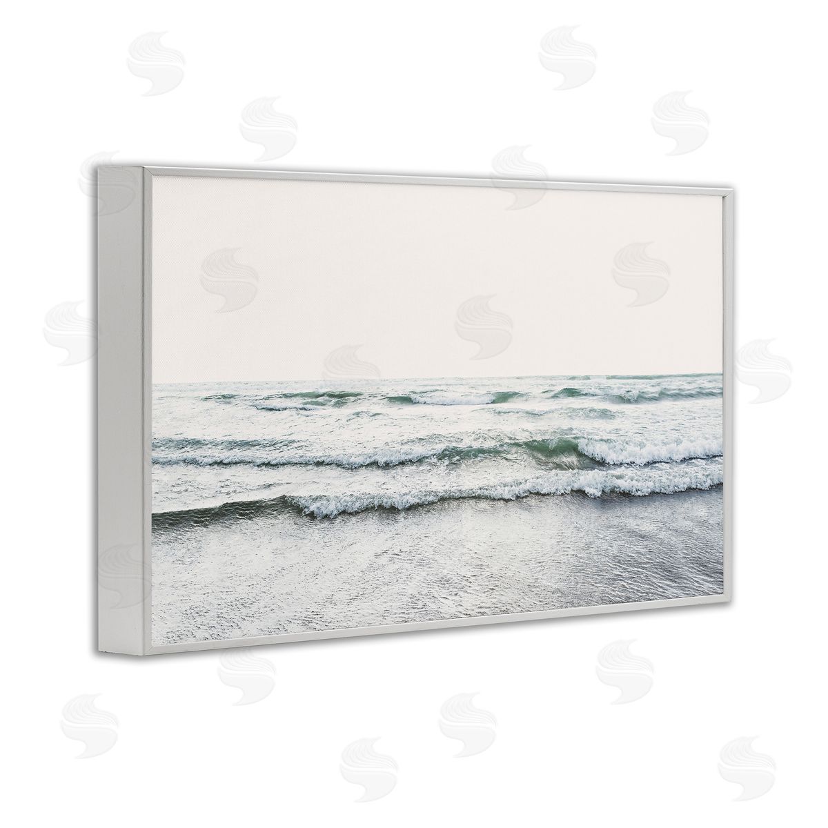 Sisi and Seb Rolling Tide Waves White Framed Giclee Wall Art Print