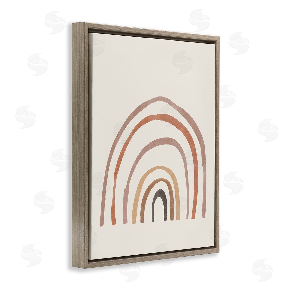 Sisi and Seb Quirky Neutral Rainbow Brown Floating Frame Canvas Wall Art Print