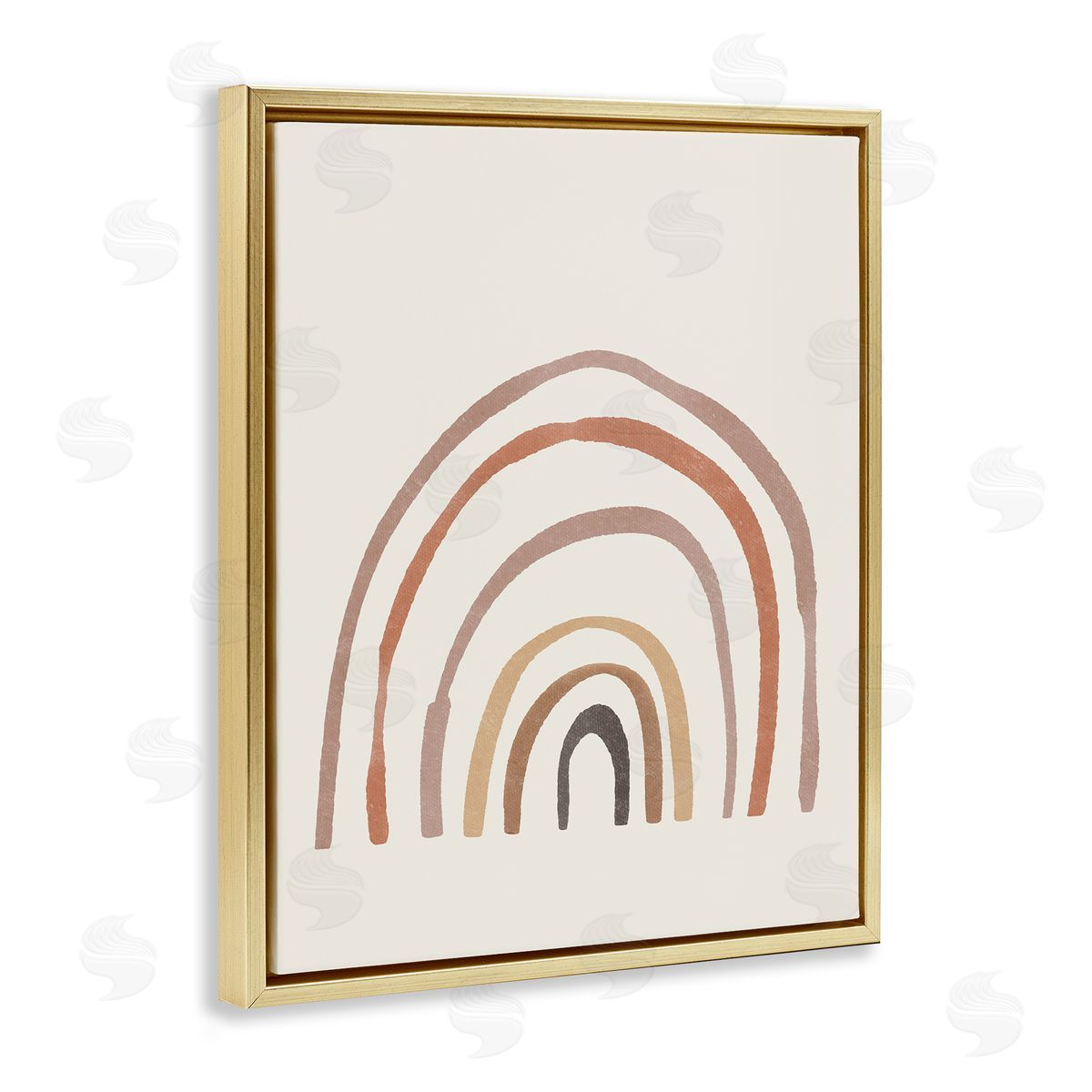 Sisi and Seb Quirky Neutral Rainbow Gold Floating Frame Canvas Wall Art Print
