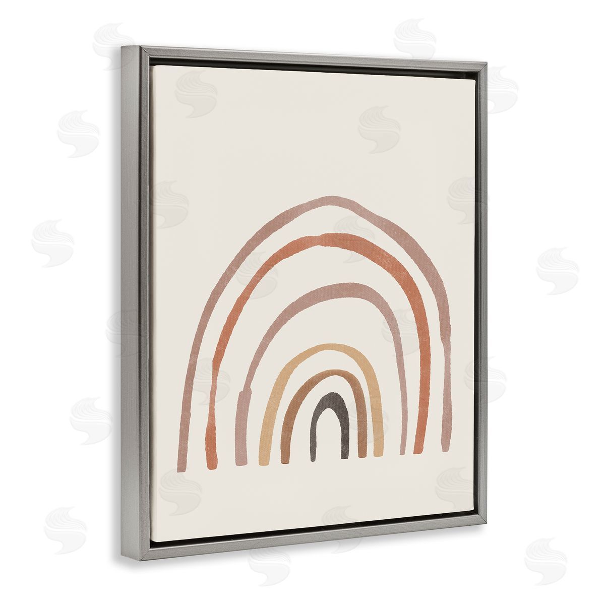 Sisi and Seb Quirky Neutral Rainbow Gray Floating Frame Canvas Wall Art Print