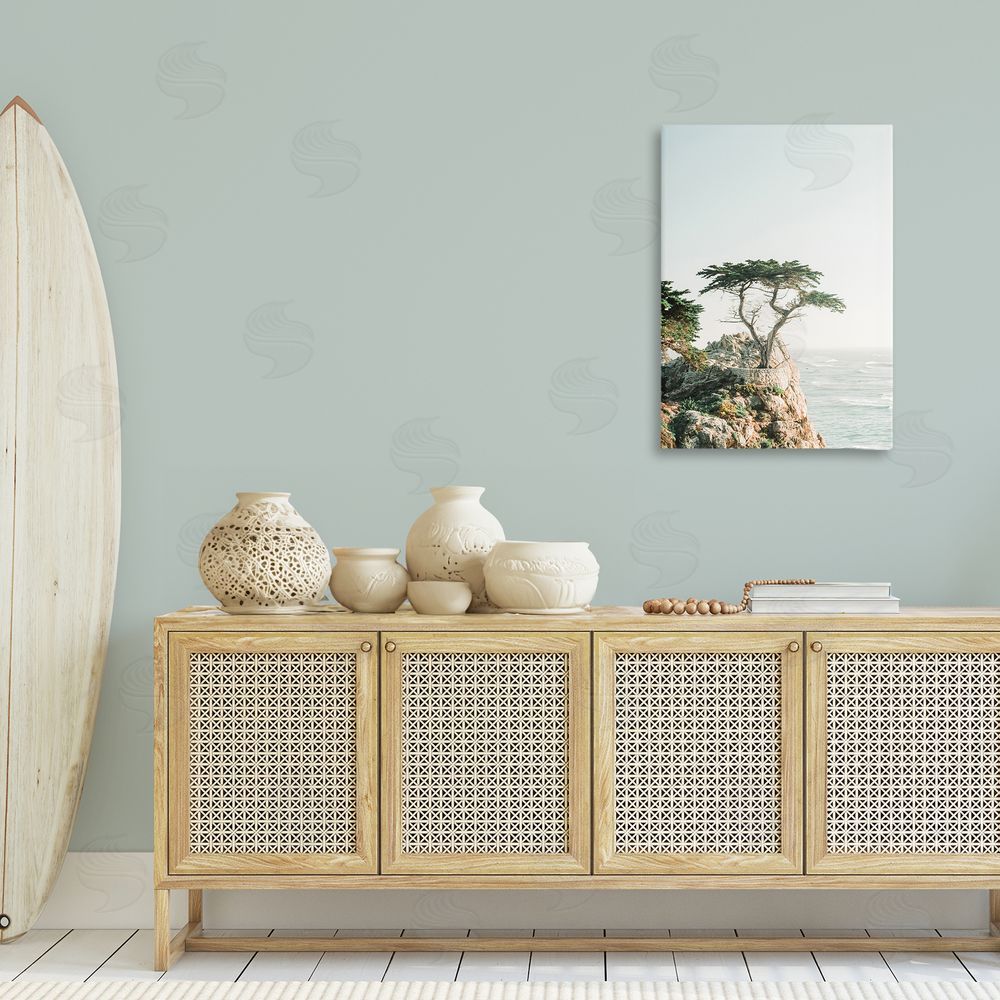 Sisi and Seb Tree on Beachside Cliff Canvas Wall Art Print in Room