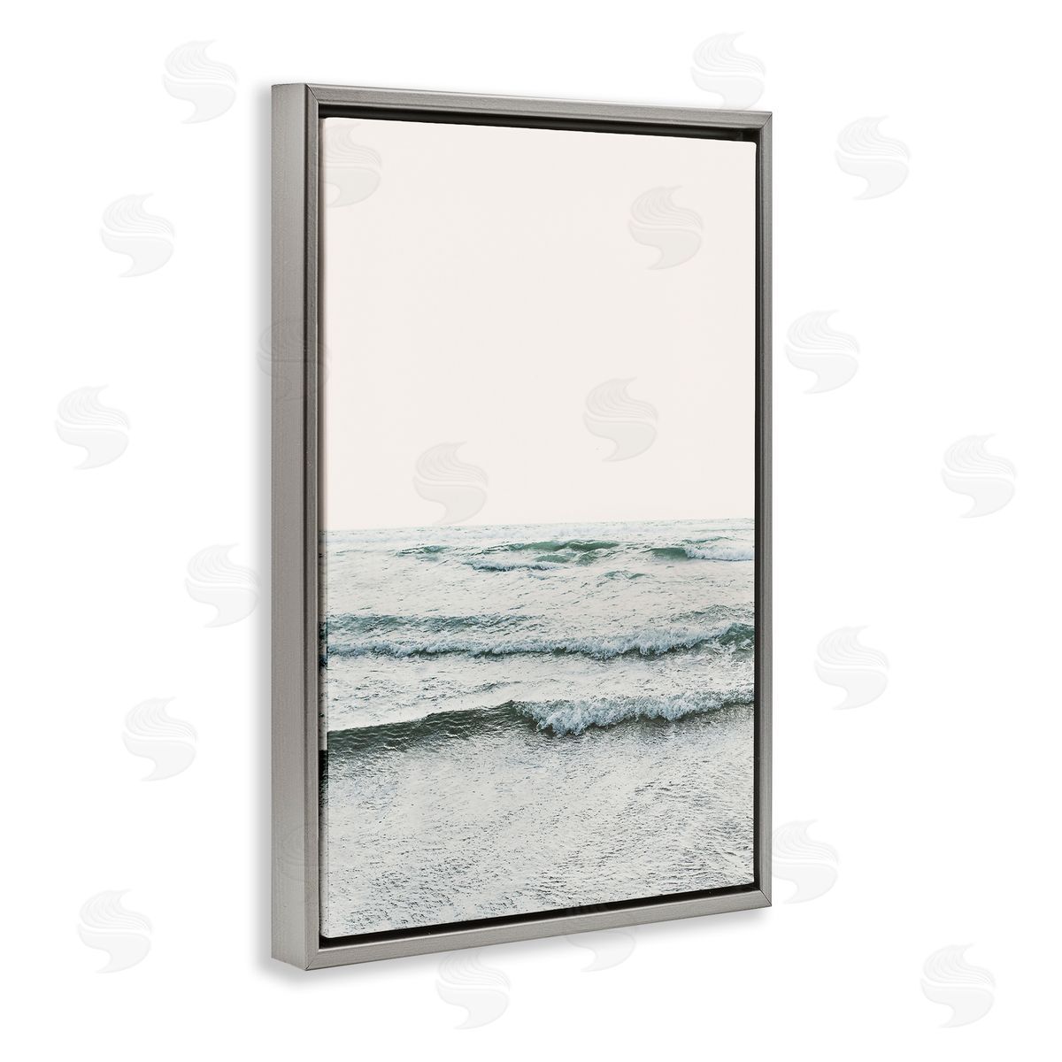 Sisi and Seb Rippling Ocean Tide Gray Floating Frame Canvas Wall Art Print