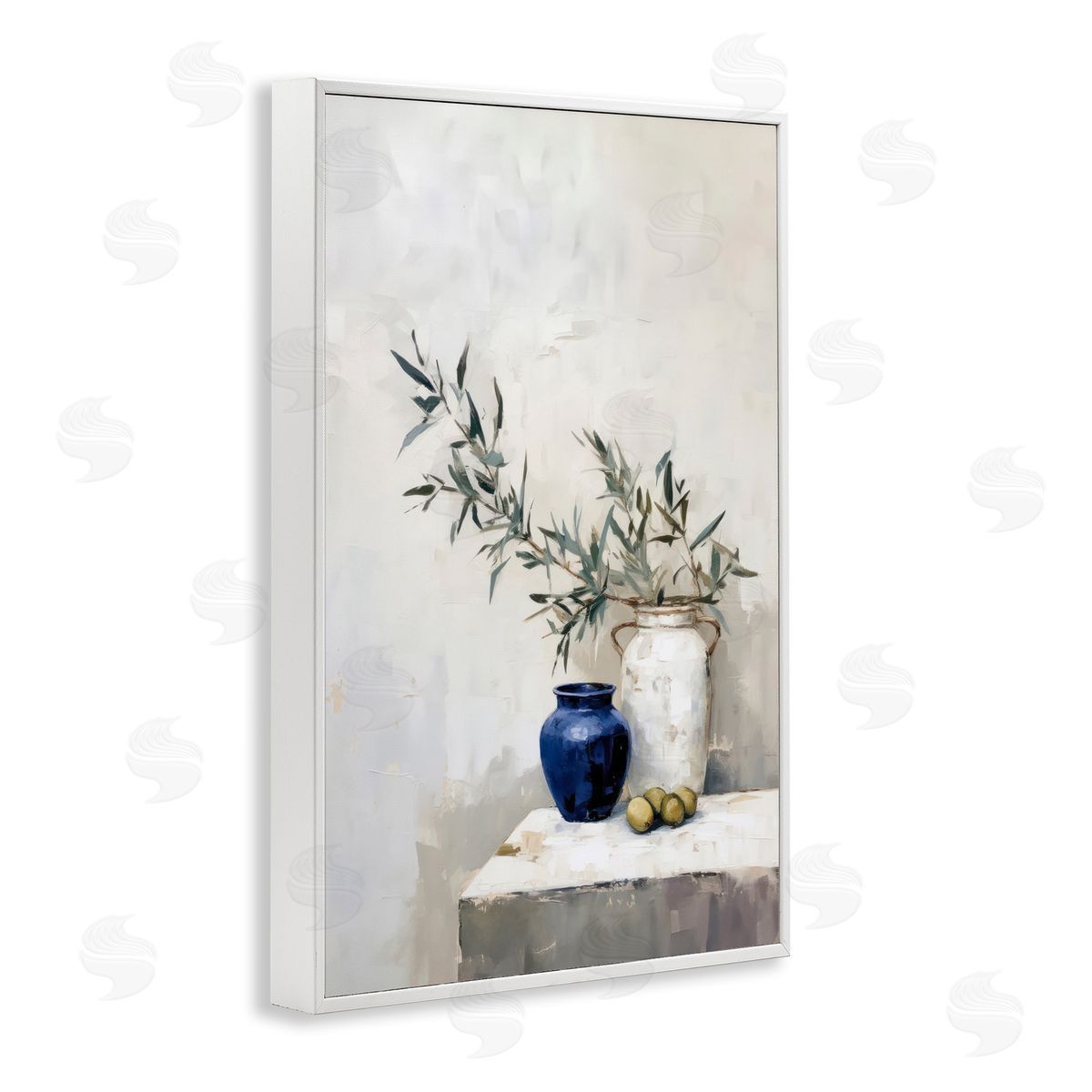 Sisi and Seb Olives & Pottery Still Life White Framed Giclee Wall Art Print
