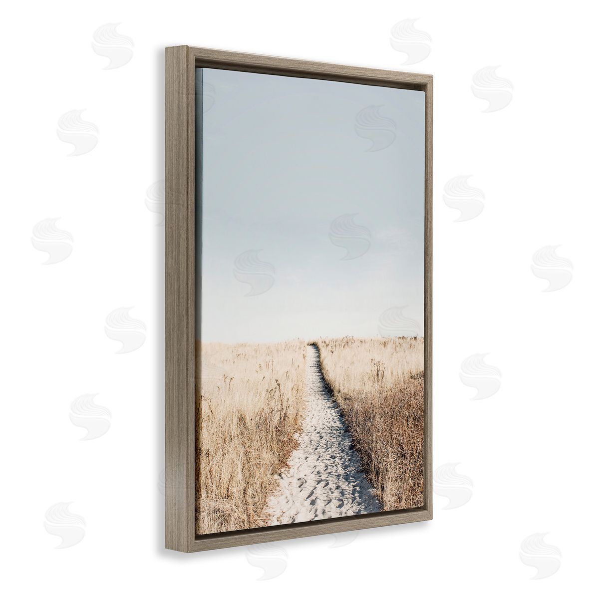 Sisi and Seb Path with Sandy Footprints Brown Floating Frame Canvas Wall Art Print