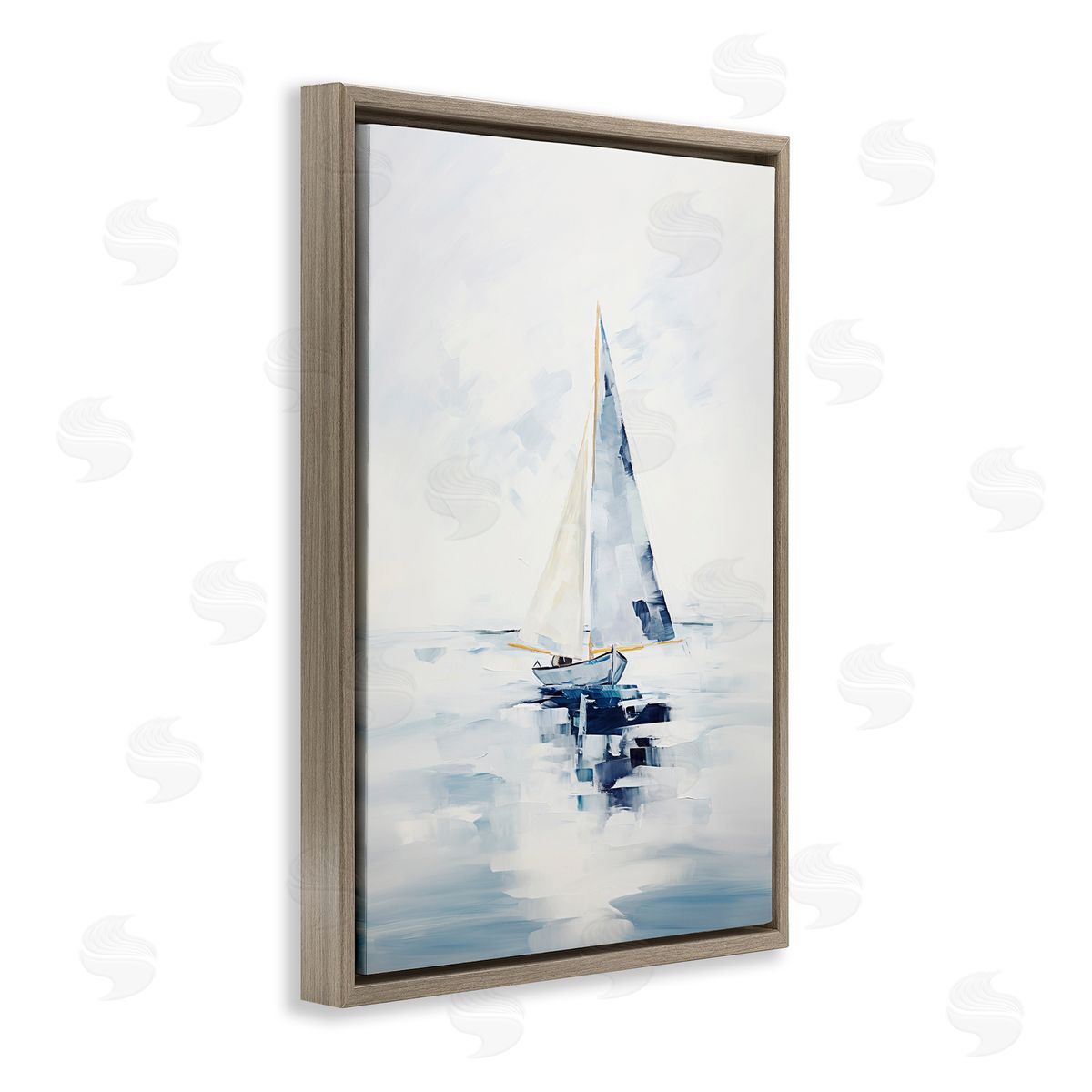 Sisi and Seb Abstract Paint Strokes Boat Brown Floating Frame Canvas Wall Art Print