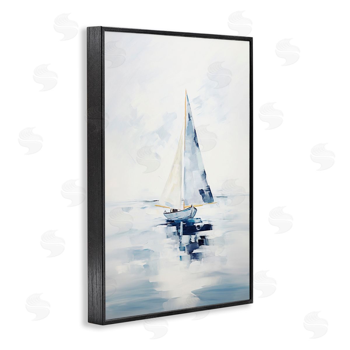 Sisi and Seb Abstract Paint Strokes Boat Black Framed Giclee Wall Art Print