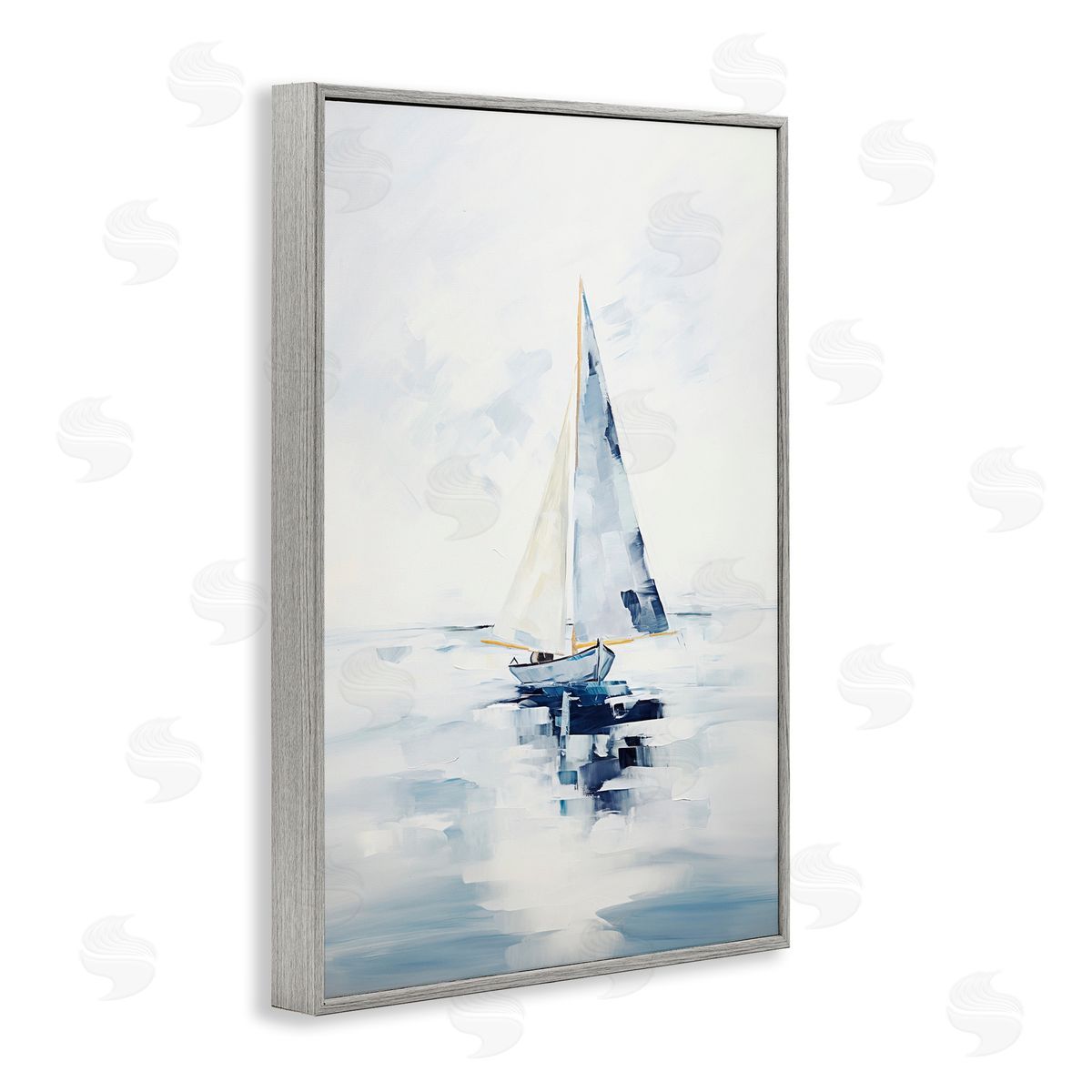 Sisi and Seb Abstract Paint Strokes Boat Gray Framed Giclee Wall Art Print
