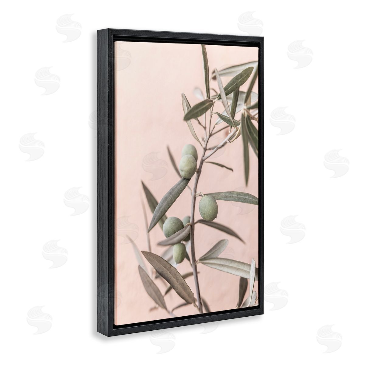Sisi and Seb Spanish Olive Branch Black Floating Frame Canvas Wall Art Print
