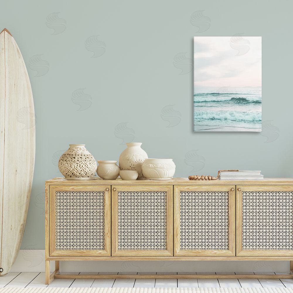 Sisi and Seb Teal Sea Tide Canvas Wall Art Print in Room