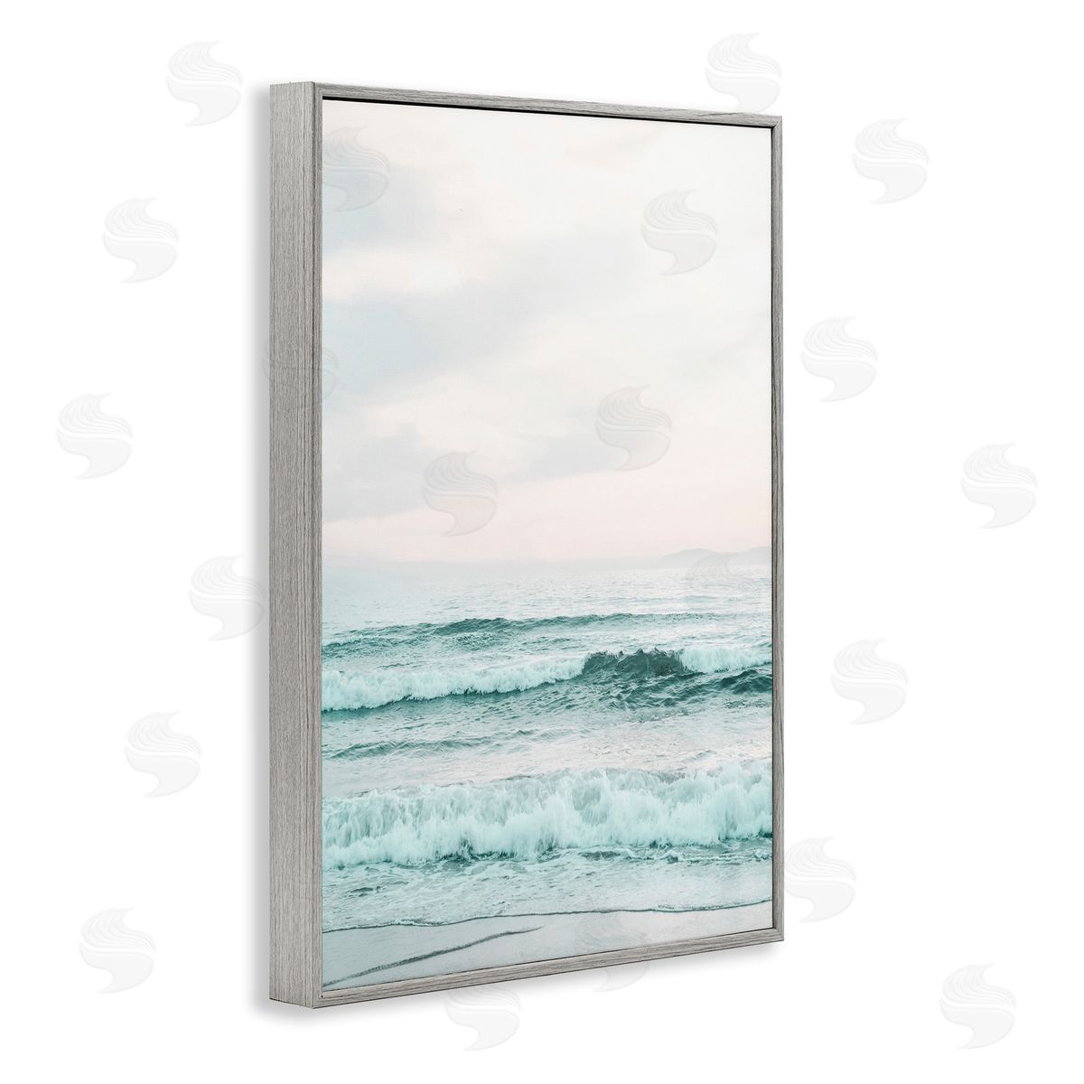 Sisi and Seb Teal Sea Tide Gray Framed Giclee Wall Art Print