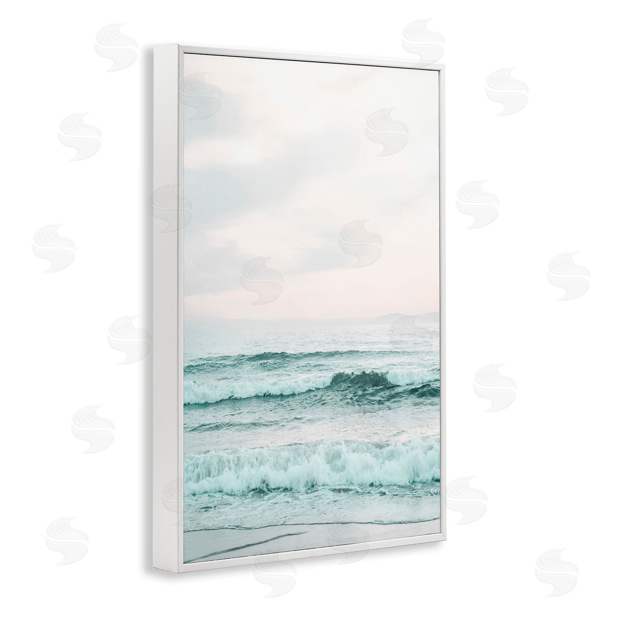 Sisi and Seb Teal Sea Tide White Framed Giclee Wall Art Print