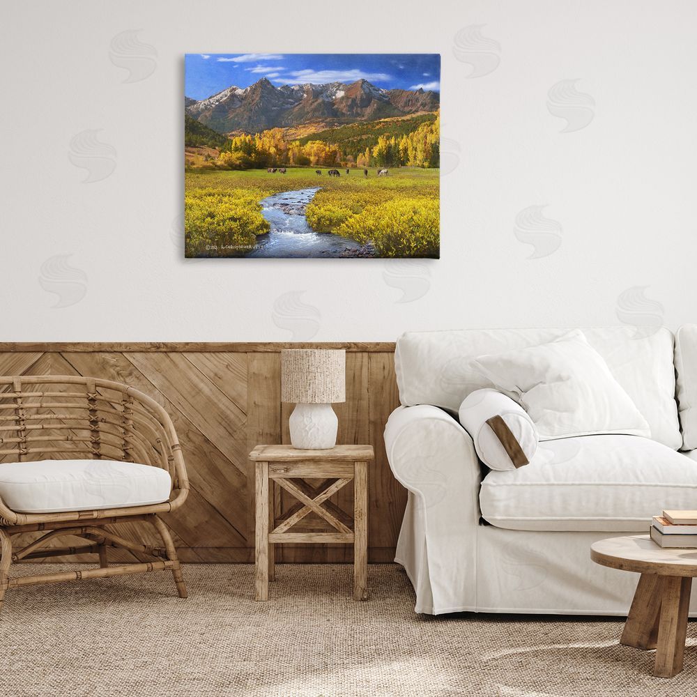Chris Vest Horse Ranch Autumn View Canvas Wall Art Print in Room