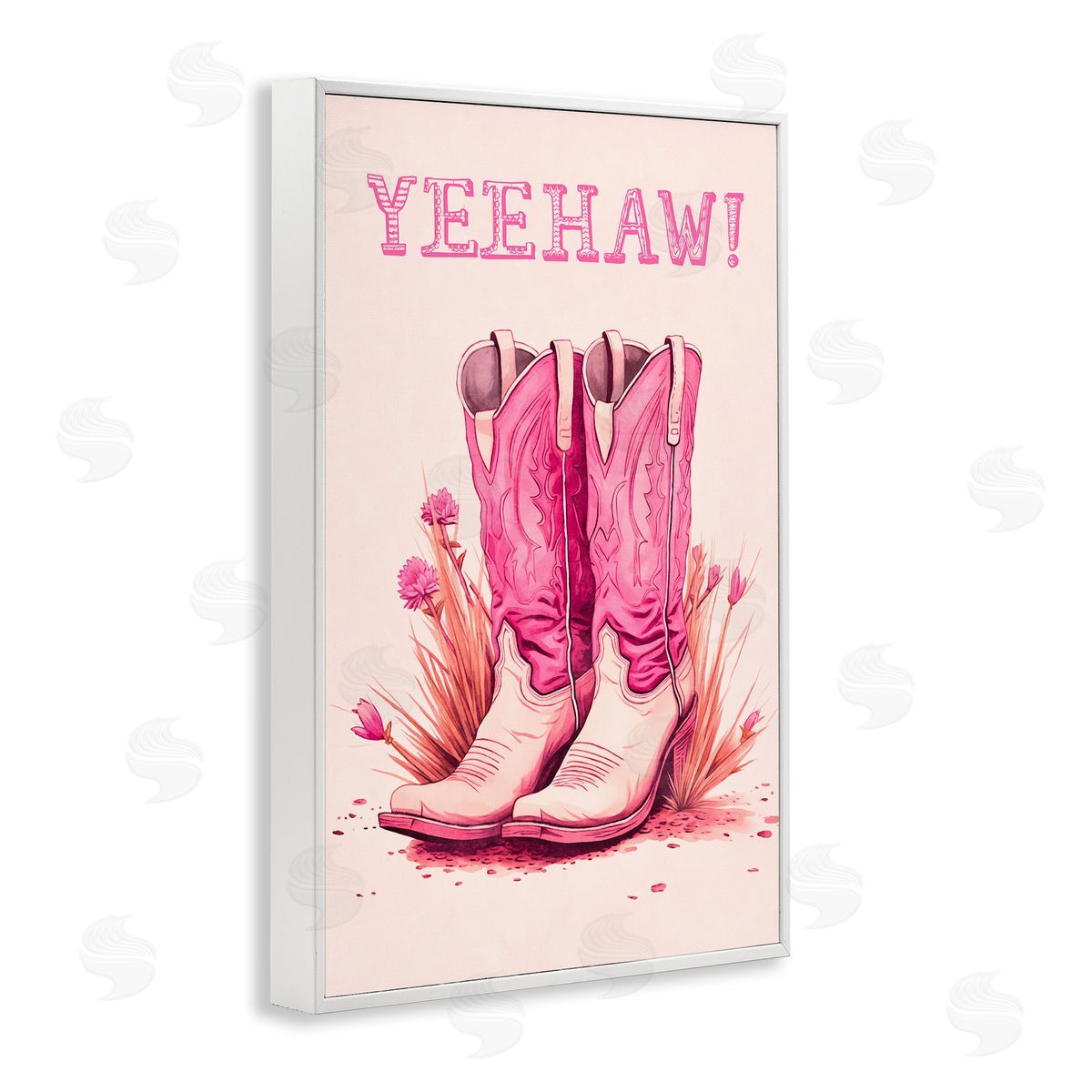 Yeehaw Pastel Boots White Frame Print Wall Art, Home Decor by Andrea Haase