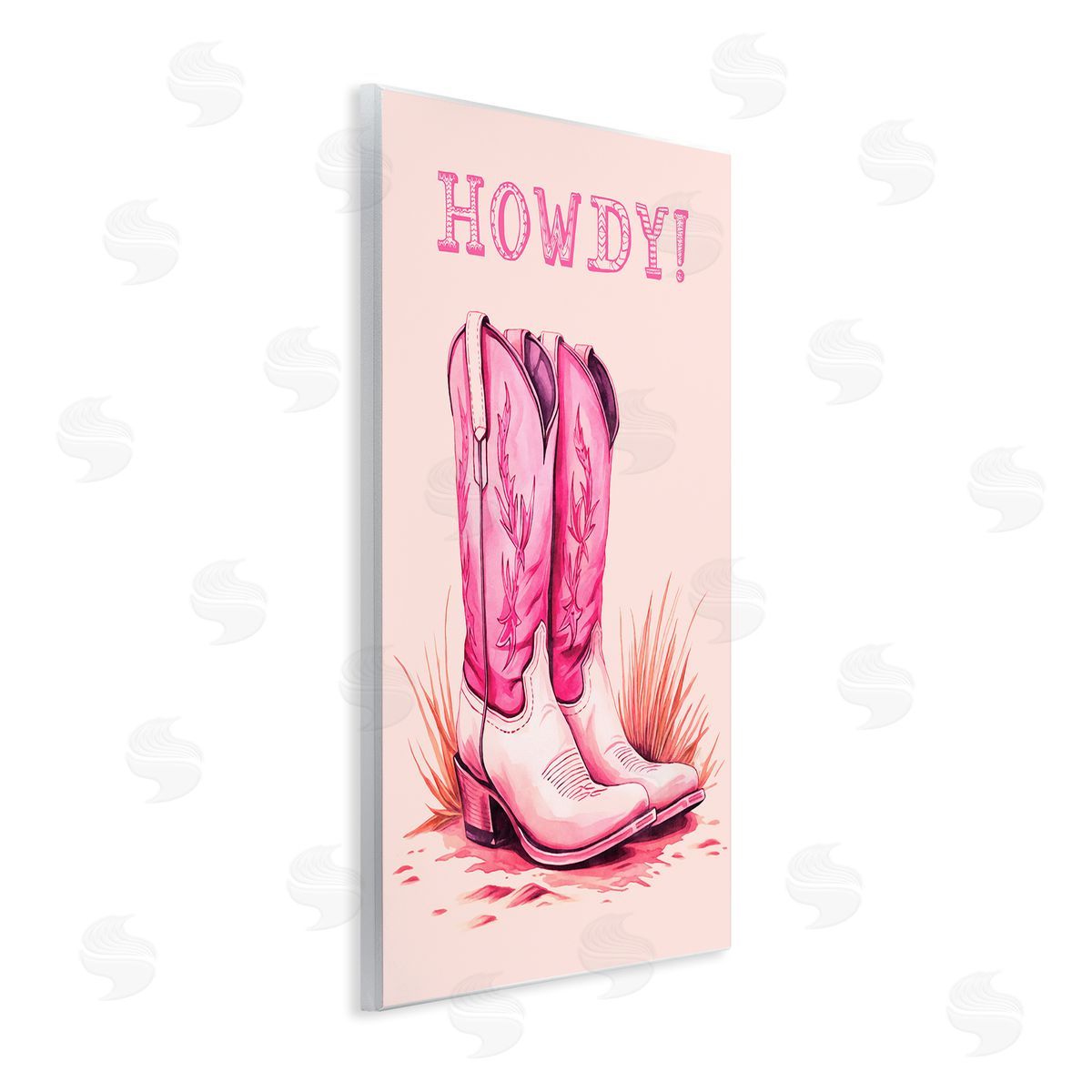 Pink Cowgirl Boots Howdy Wood Plaque Wall Art, Home Decor by Andrea Haase
