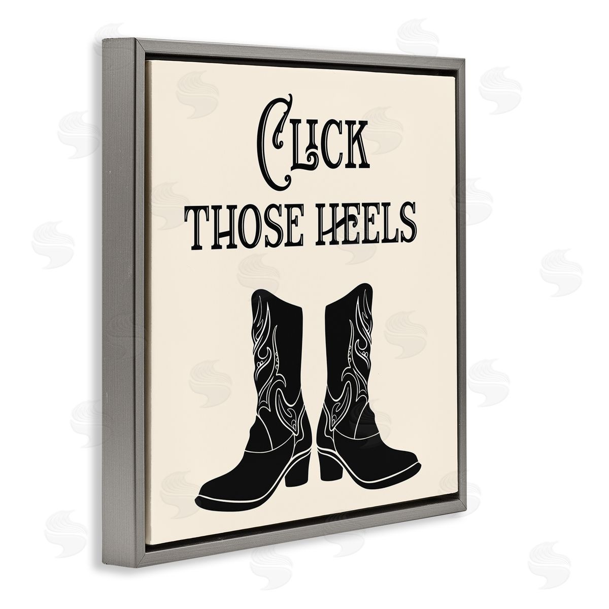 Karen Smith Click Those Heels Cowgirl Gray Floating Frame Canvas Wall Art Print