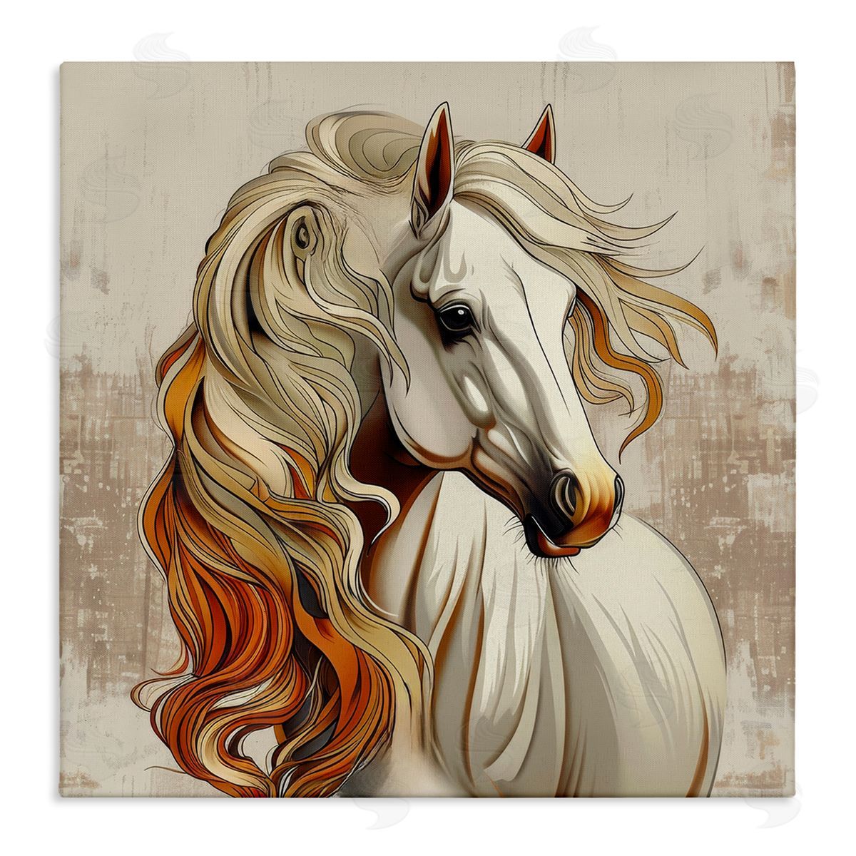 Lazar Studio Elegant Wavy Horse Mane Canvas Wall Art Print