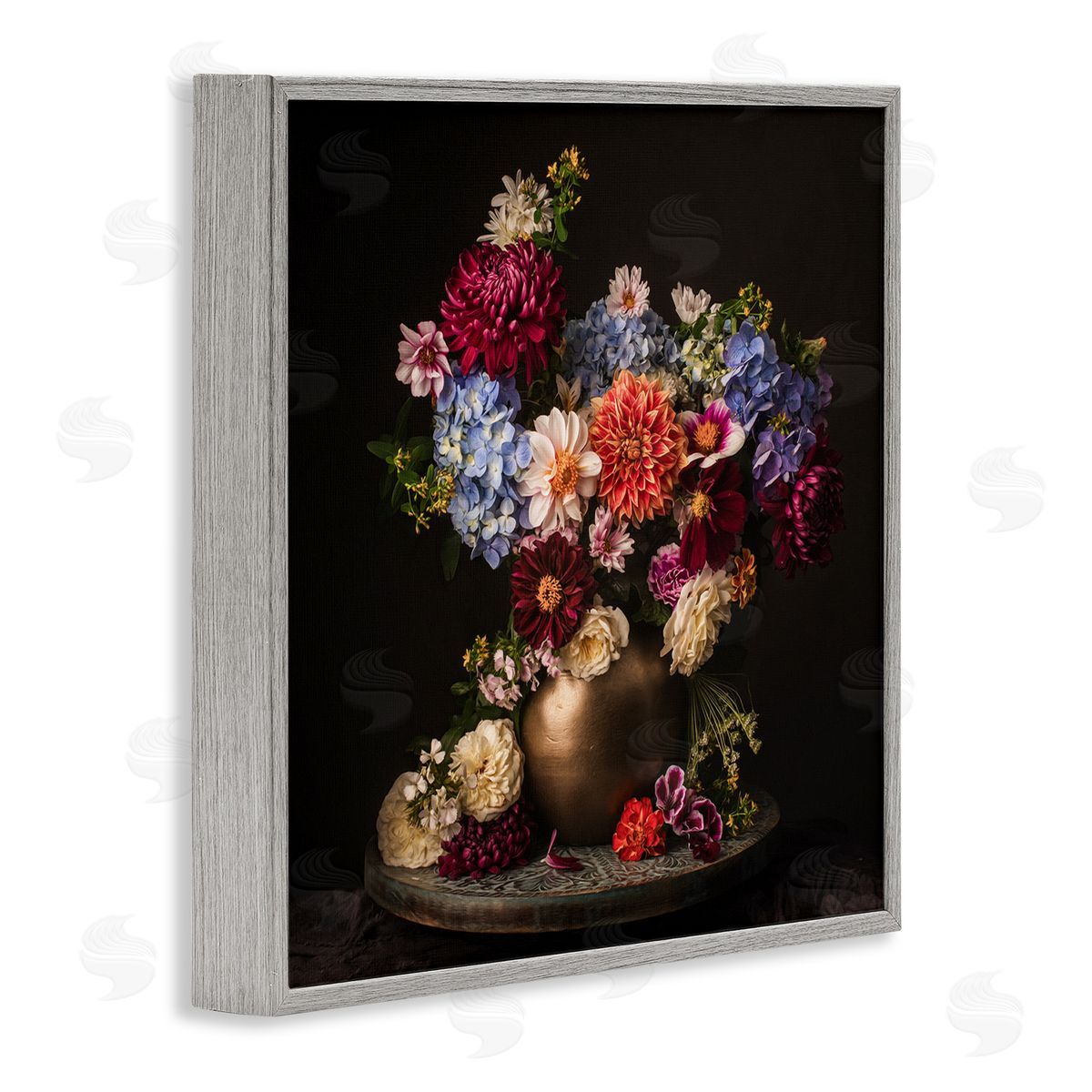 Leah McLean Assorted Flowers Arrangement Gray Framed Giclee Wall Art Print