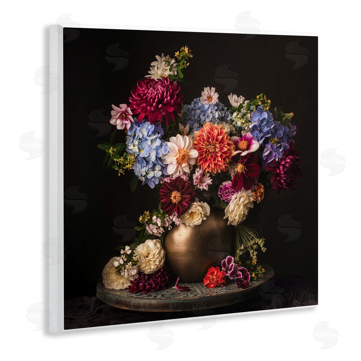 Leah McLean Assorted Flowers Arrangement Wooden Wall Plaque Art Print