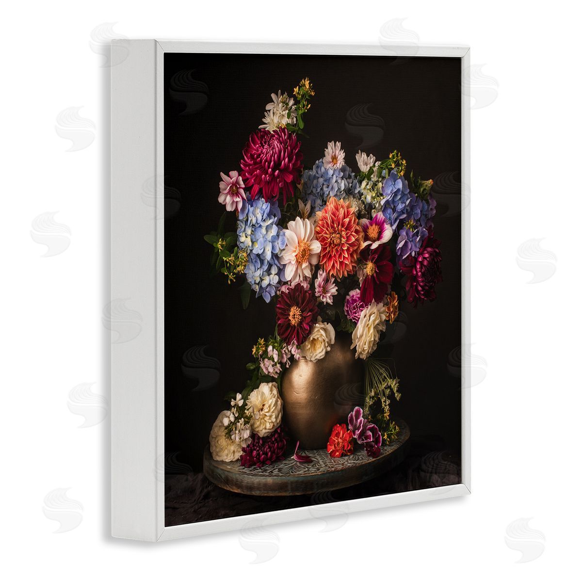 Leah McLean Assorted Flowers Arrangement White Framed Giclee Wall Art Print