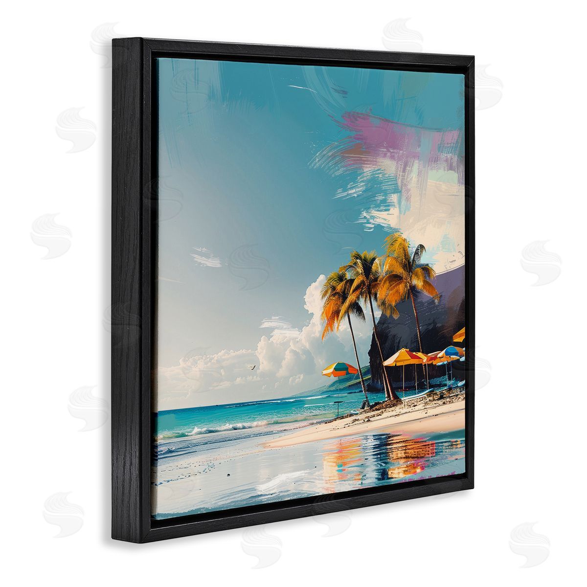 Irena Orlov Contemporary Shoreline Bliss Black Floating Frame Canvas Wall Art Print