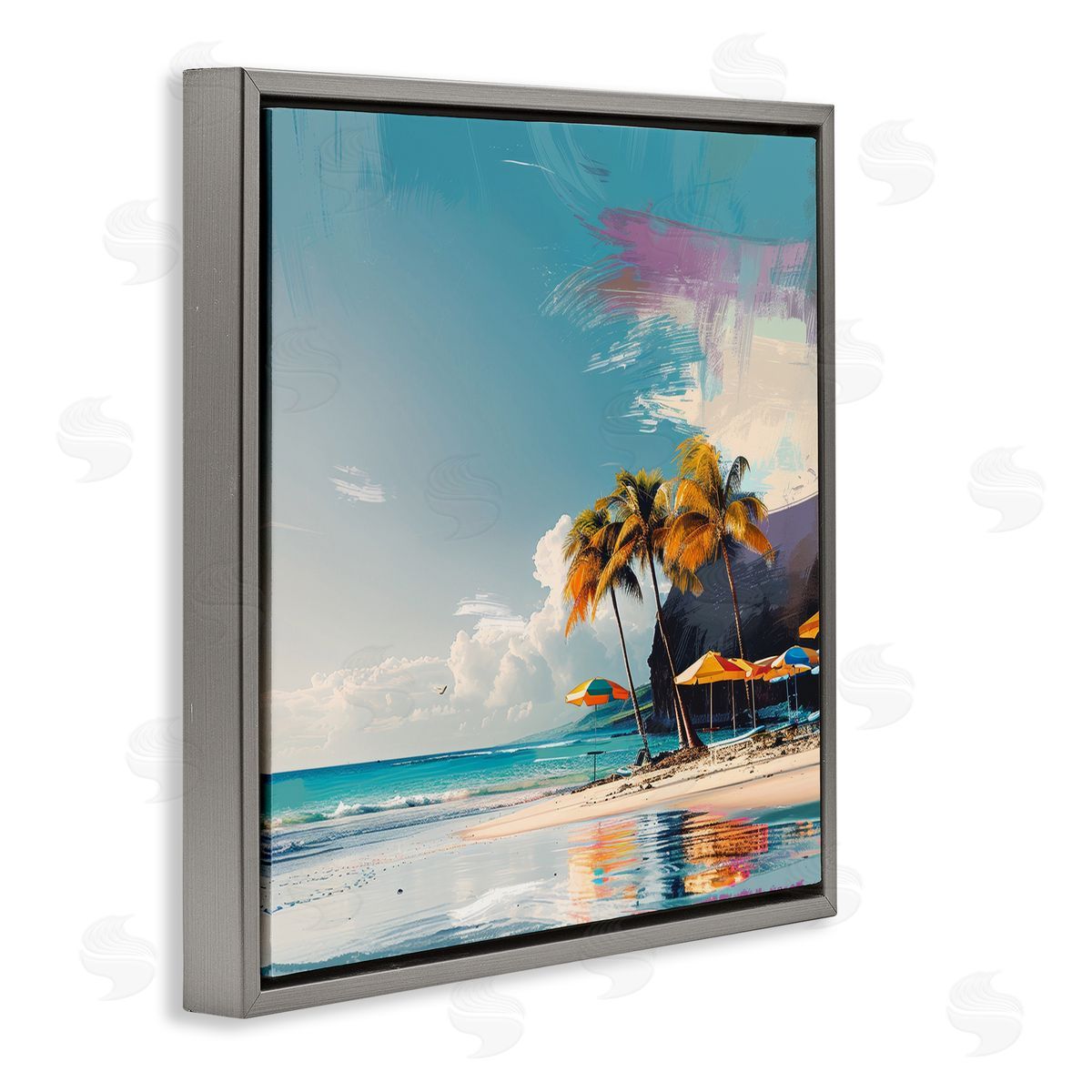 Irena Orlov Contemporary Shoreline Bliss Gray Floating Frame Canvas Wall Art Print